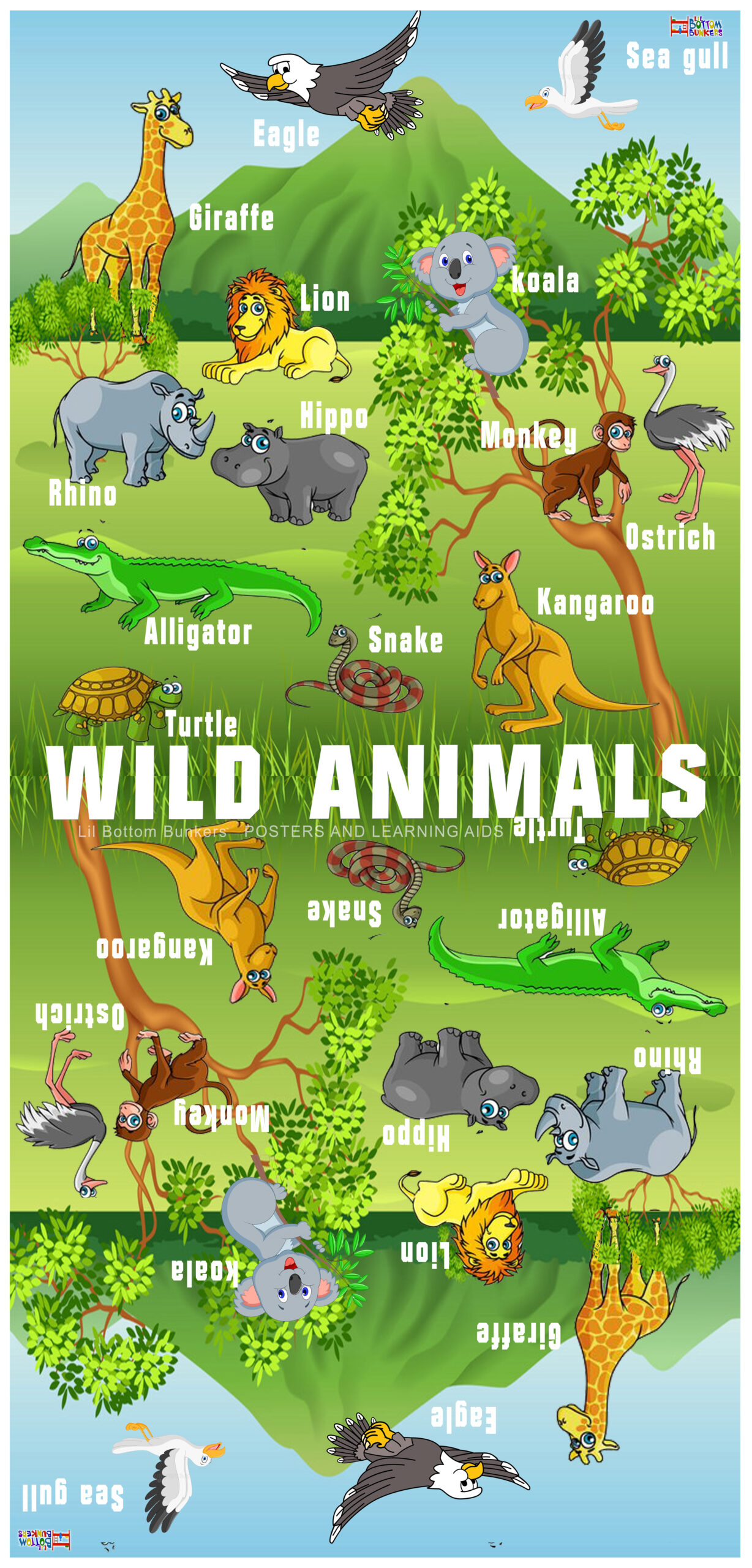 WILD ANIMALS 35 x 74 white border 01